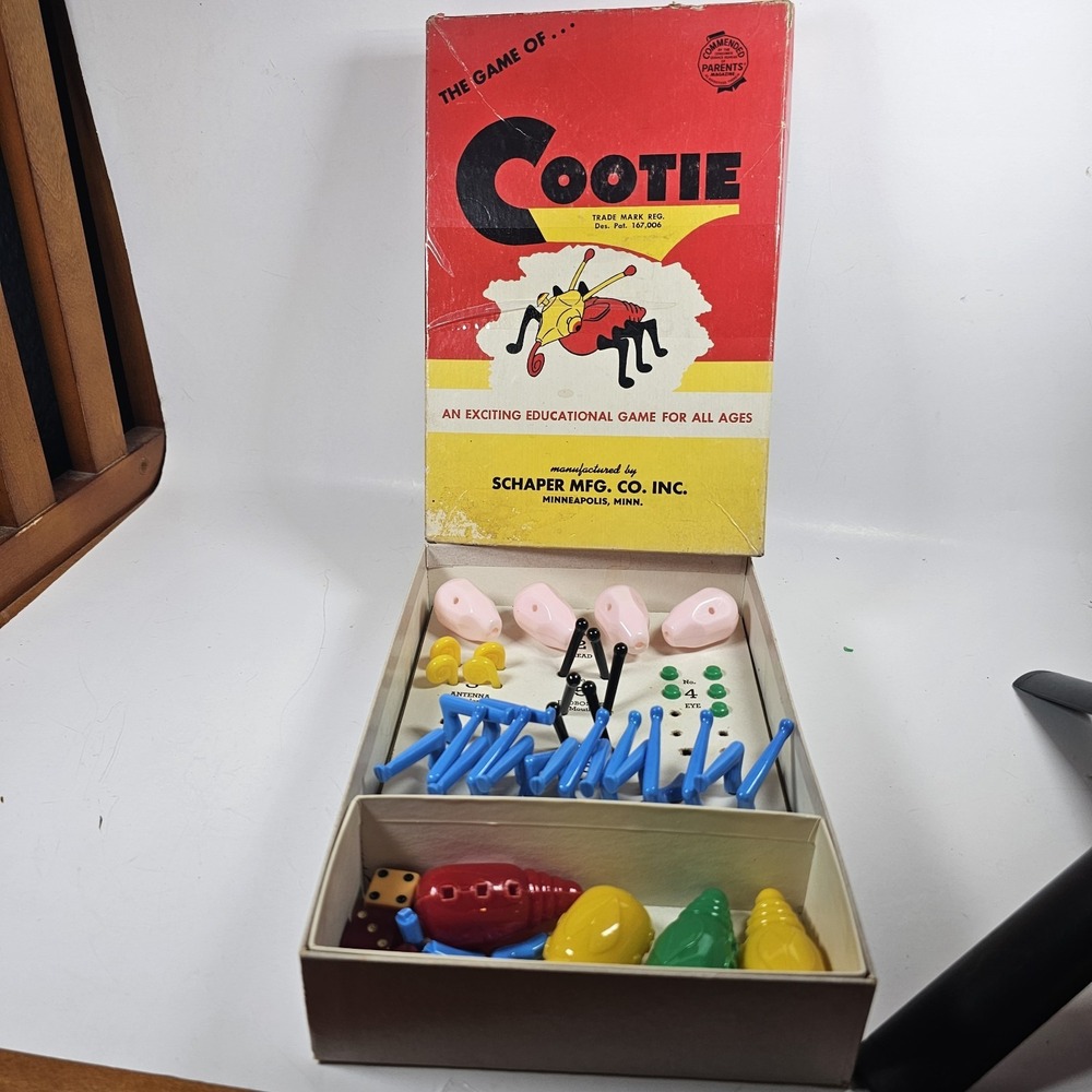 Vintage "The Game of Cootie"; 1949; W. H. Schaper Manufacturing; Not Complete
